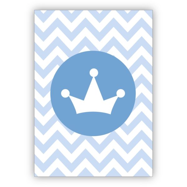 Nette Glückwunschkarte mit Krone um Schützenkönige, Geburtstagskinder oder ihre Lieben in hellblau zu krönen
