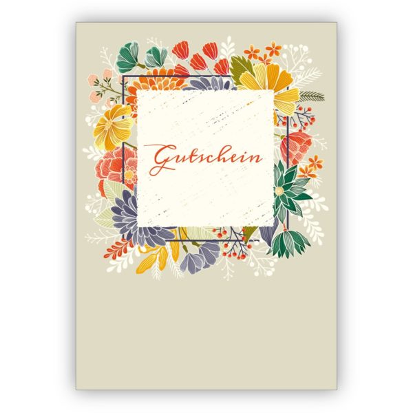 Elegante Gutschein Grußkarte mit Blüten: Gutschein