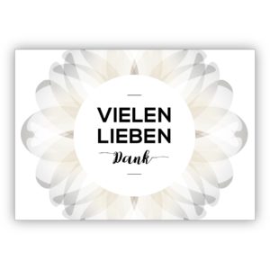 Schöne elegante Dankeskarte mit zarter Blüte: Vielen liebe Dank