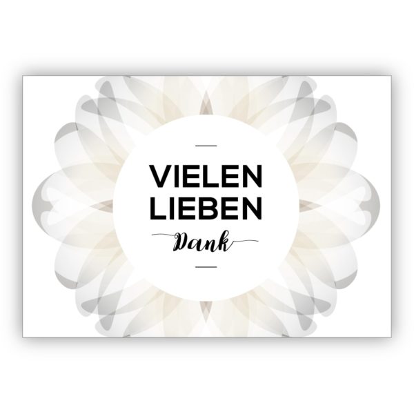 Schöne elegante Dankeskarte mit zarter Blüte: Vielen liebe Dank