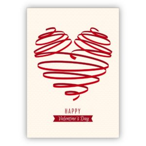 Romantische Valentinskarte mit großem rotem Herz: Happy Valentine's Day