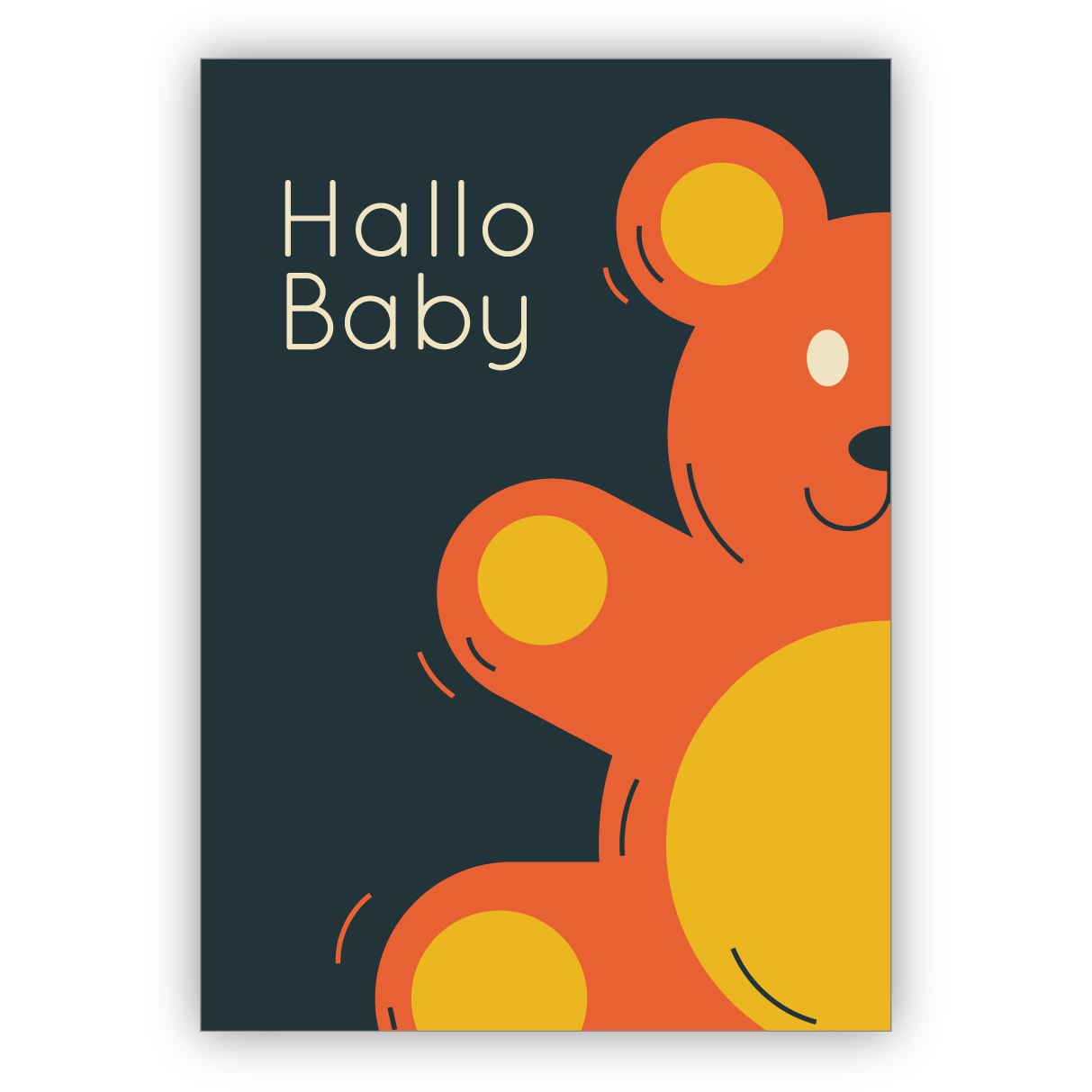 Schöne Retro Baby Glückwunschkarte zur Geburt mit Vintage Teddy Bär: Hallo Baby