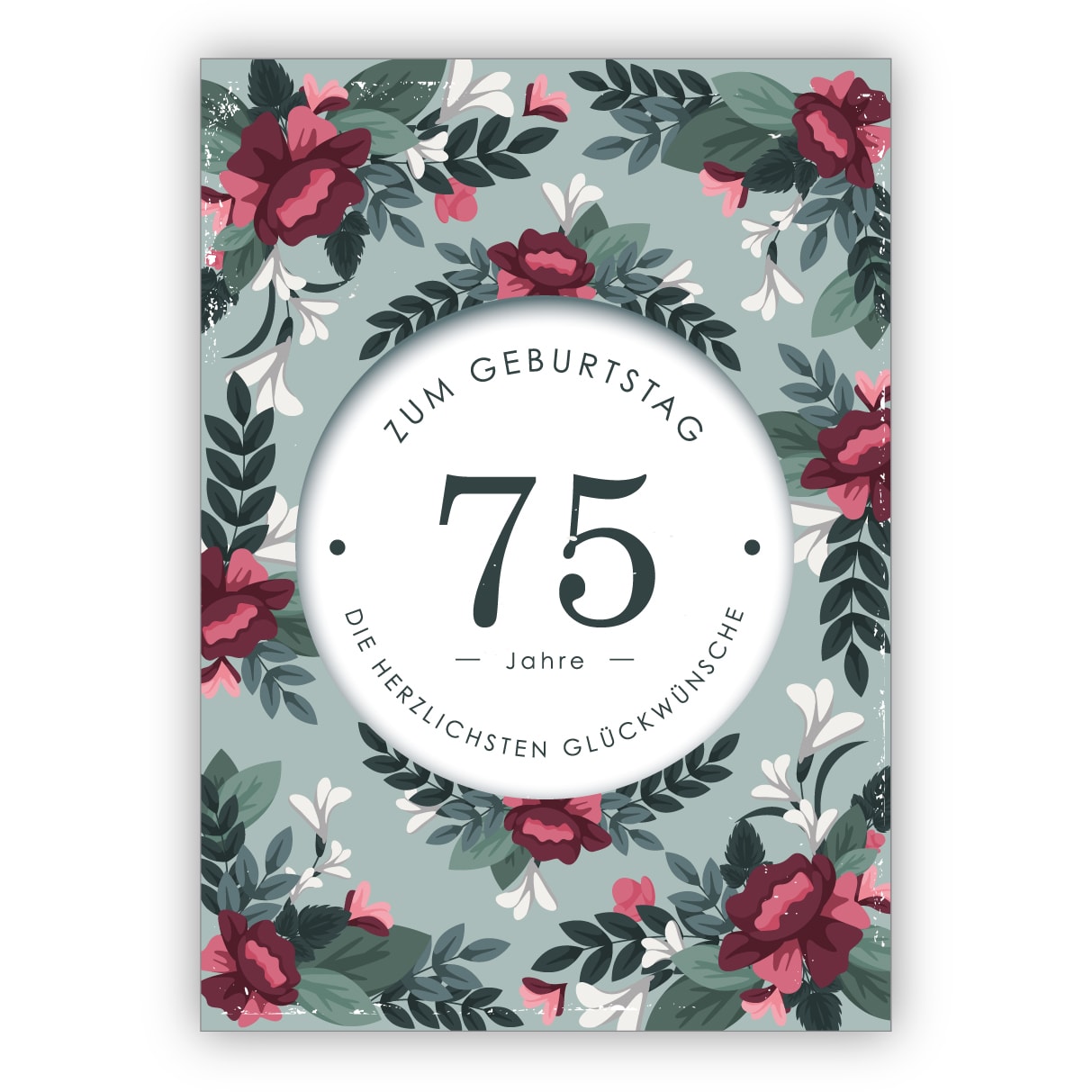 Große Glückwunsch Gruß-Karte 75 Geburtstag Design A4 XXL Umschlag edel modern