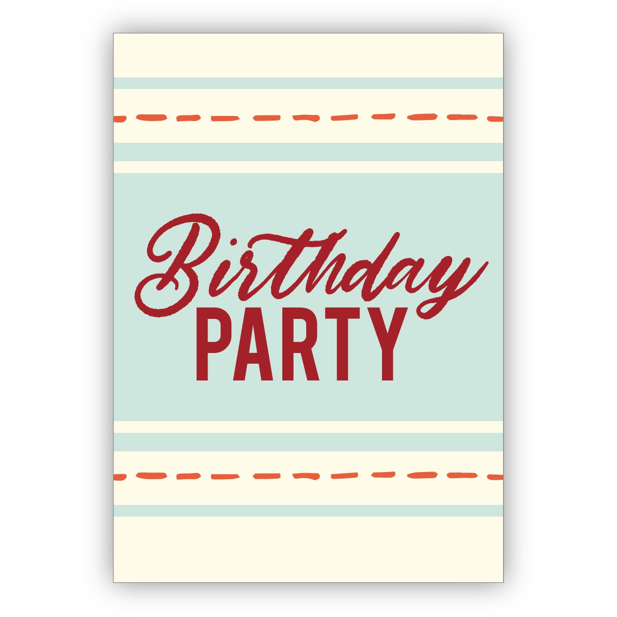 Coole grafischer Retro Einladungskarte in hellblau mit Streifen: Birthday Party