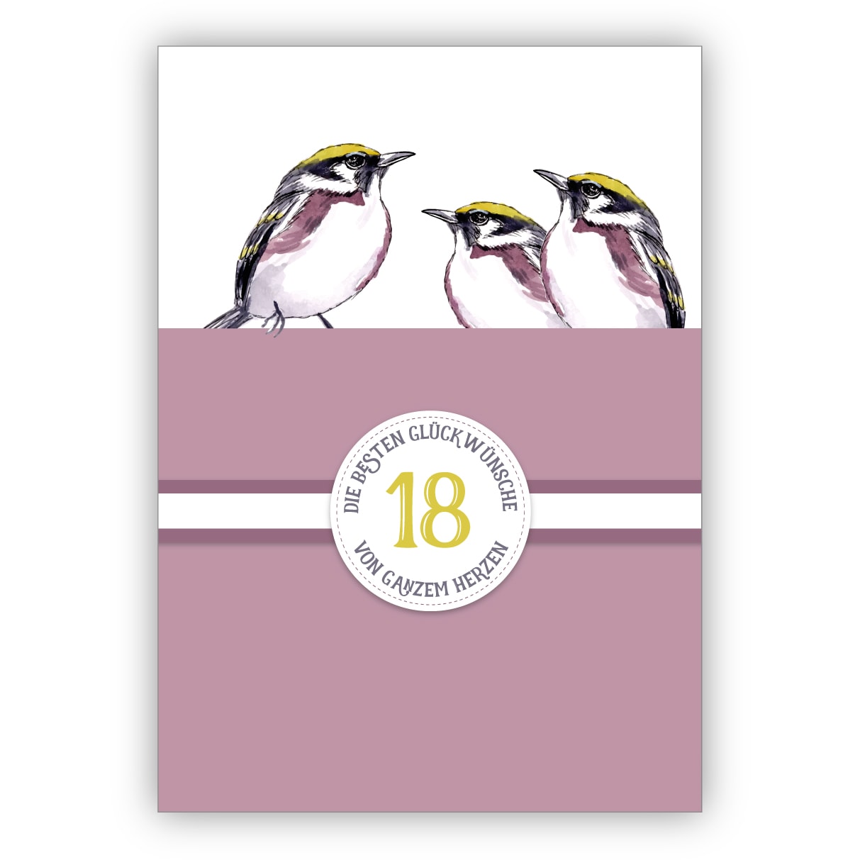 Tolle Klassische Geburtstagskarte Zum 18 Geburtstag Oder Zur Turkis Hochzeit 18 Jahre Ehe Jubilaum Mit Vogeln In Lila 18 Die Besten Gluckwunsche