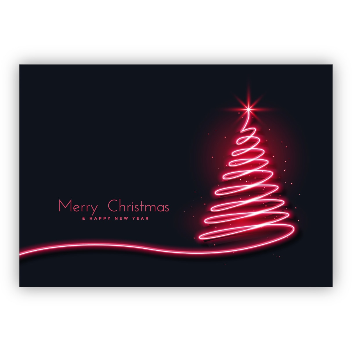 Tolle trendige Weihnachtskarte mit pinkem Weihnachtsbaum: Merry Christmas & happy new year