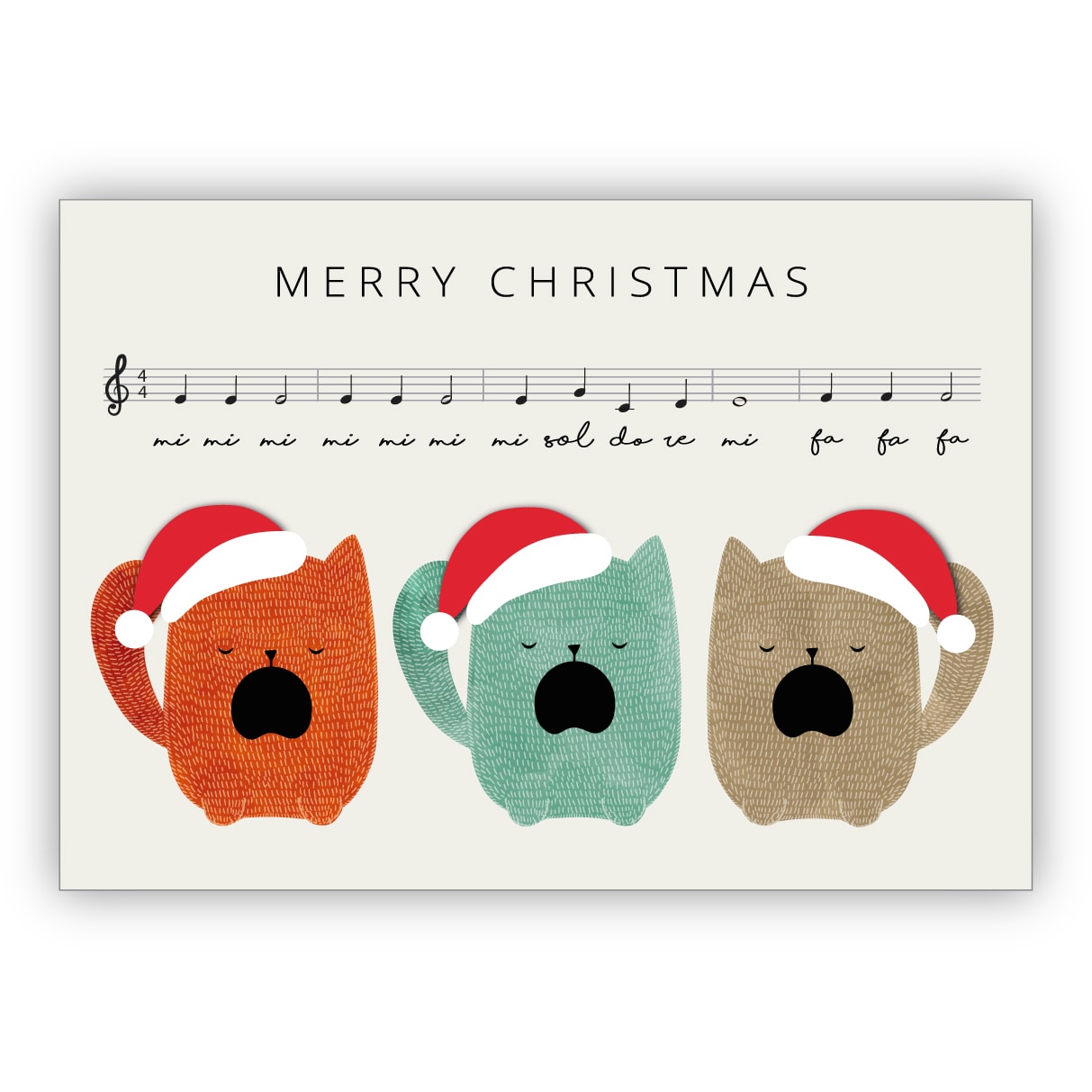 Lustige Weihnachtskarte mit Katzen Chor: Merry Christmas