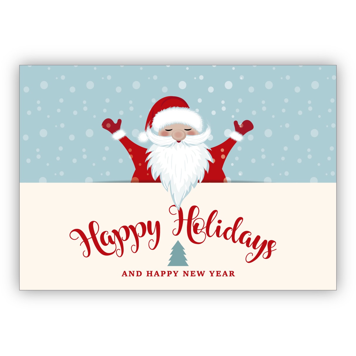 Süße Retro Weihnachtskarte mit Weihnachtsmann, Santa: Happy Holidays and happy new year
