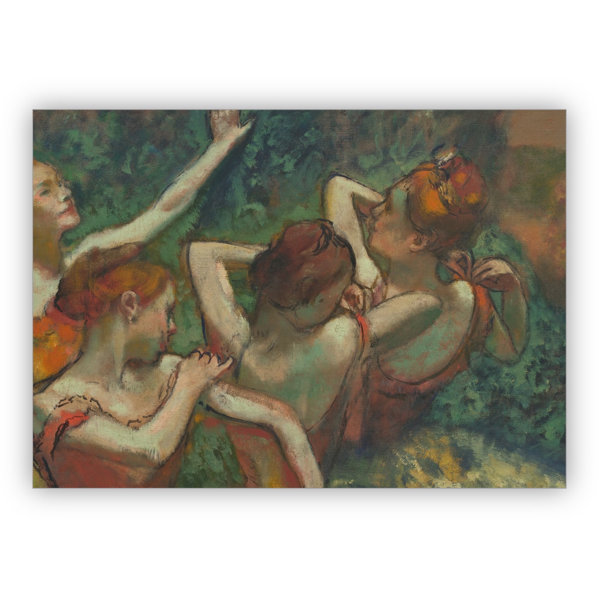 Elegante Künstler Grußkarte: Edgar Degas, ca. 1899 - Vier Tänzerinnen
