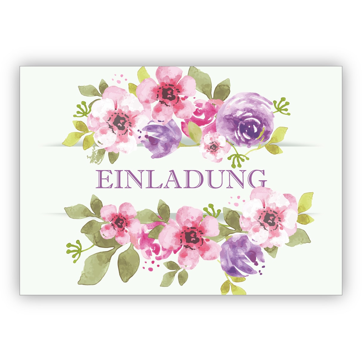 Elegante florale Einladungskarte mit üppigen Blumen: Einladung - zum Geburtstag, Konfirmation, Firmung