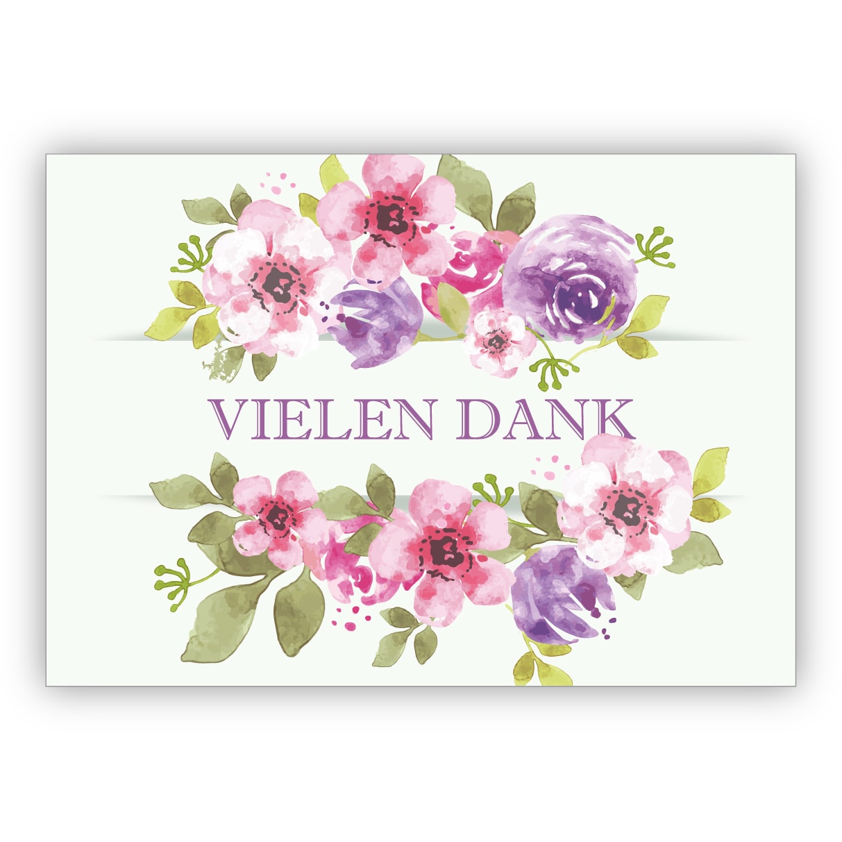 Elegante florale Dankeskarte mit üppigen Blumen: Vielen Dank