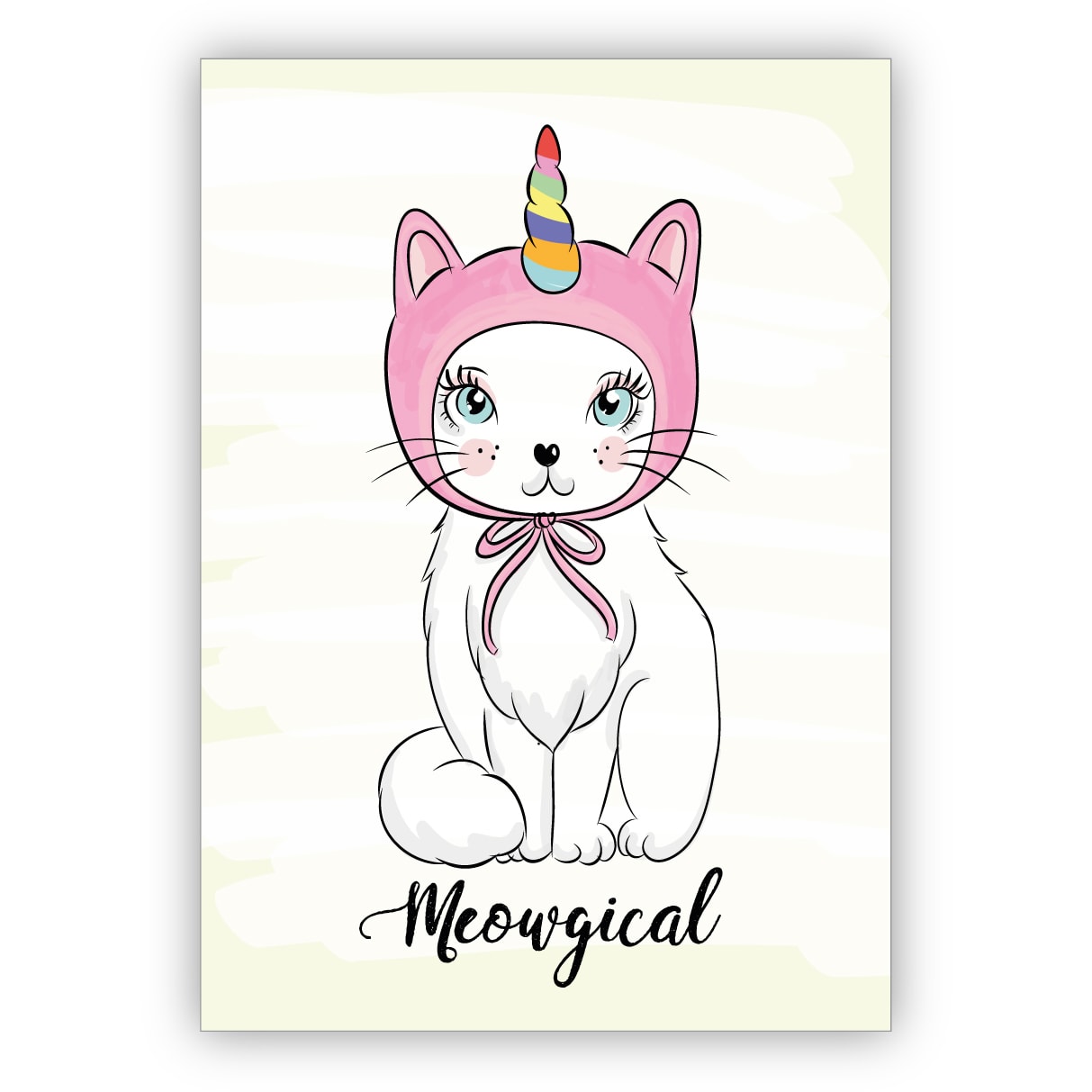 Lustige Katzen Einhorn Motto Grußkarte: Meowgical
