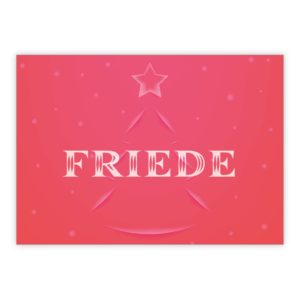 Moderne rosa Weihnachtskarte mit Weihnachtsbaum um Frieden zu wünschen