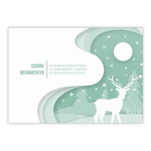 Moderne Weihnachtskarte mit Hirsch und der Definition von schönen Weihnachten