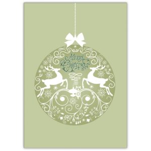 Elegante Weihnachtskarte mit ornamentaler Hirsch Weihnachtskugel