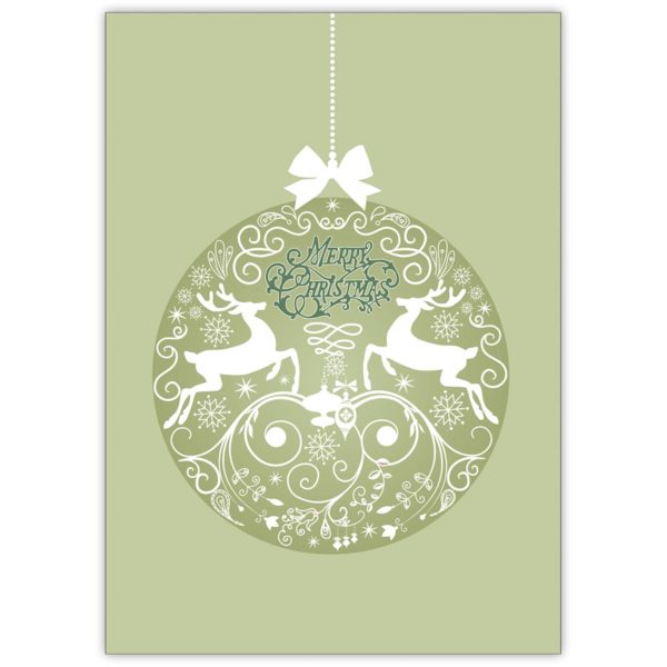 Elegante Weihnachtskarte mit ornamentaler Hirsch Weihnachtskugel