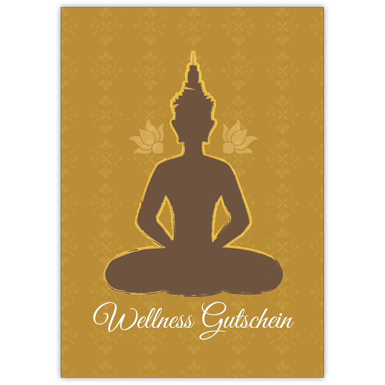 Edle Wellness Gutscheinkarte (Blanko) mit Buddha Motiv