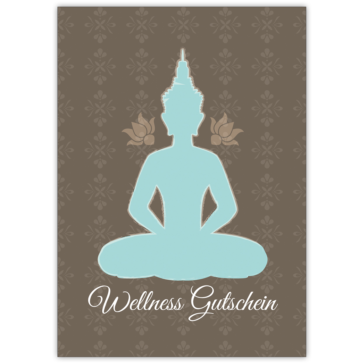 Entspannende Wellness Gutscheinkarte (Blanko) mit edlem Buddha Motiv
