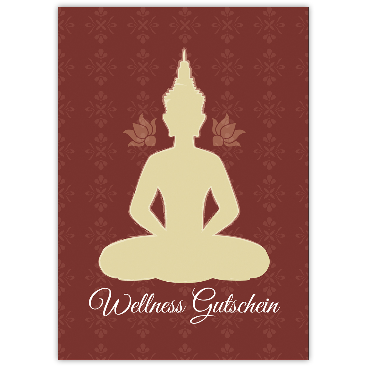 Schöne Wellness Gutscheinkarte (Blanko) mit Buddha in edlem Design