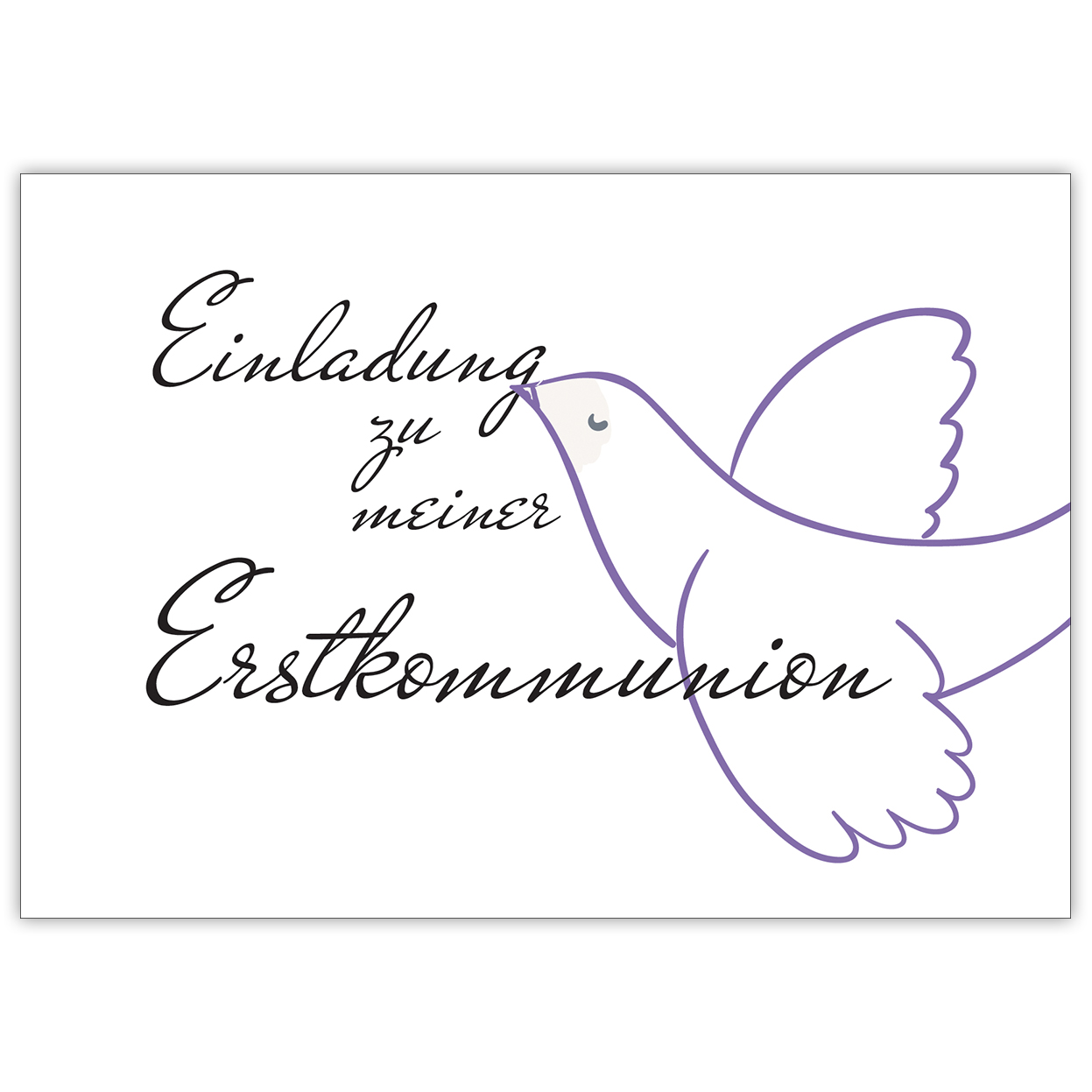 Moderne Einladungskarte mit Taube: Einladung zu meiner Erstkommunion