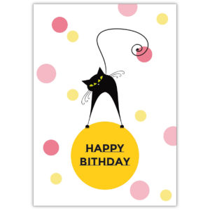 Coole Katzen Geburtstagskarte (rosa, gelb): Happy Birthday