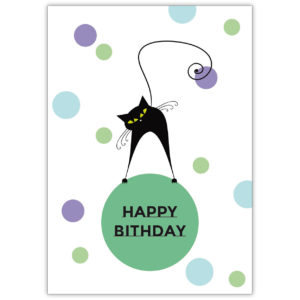 Coole Katzen Geburtstagskarte (blau, grün): Happy Birthday