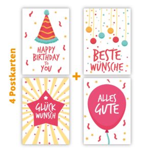 Kartenkaufrausch Postkarten in rosa: coole Geburtstags Postkarten