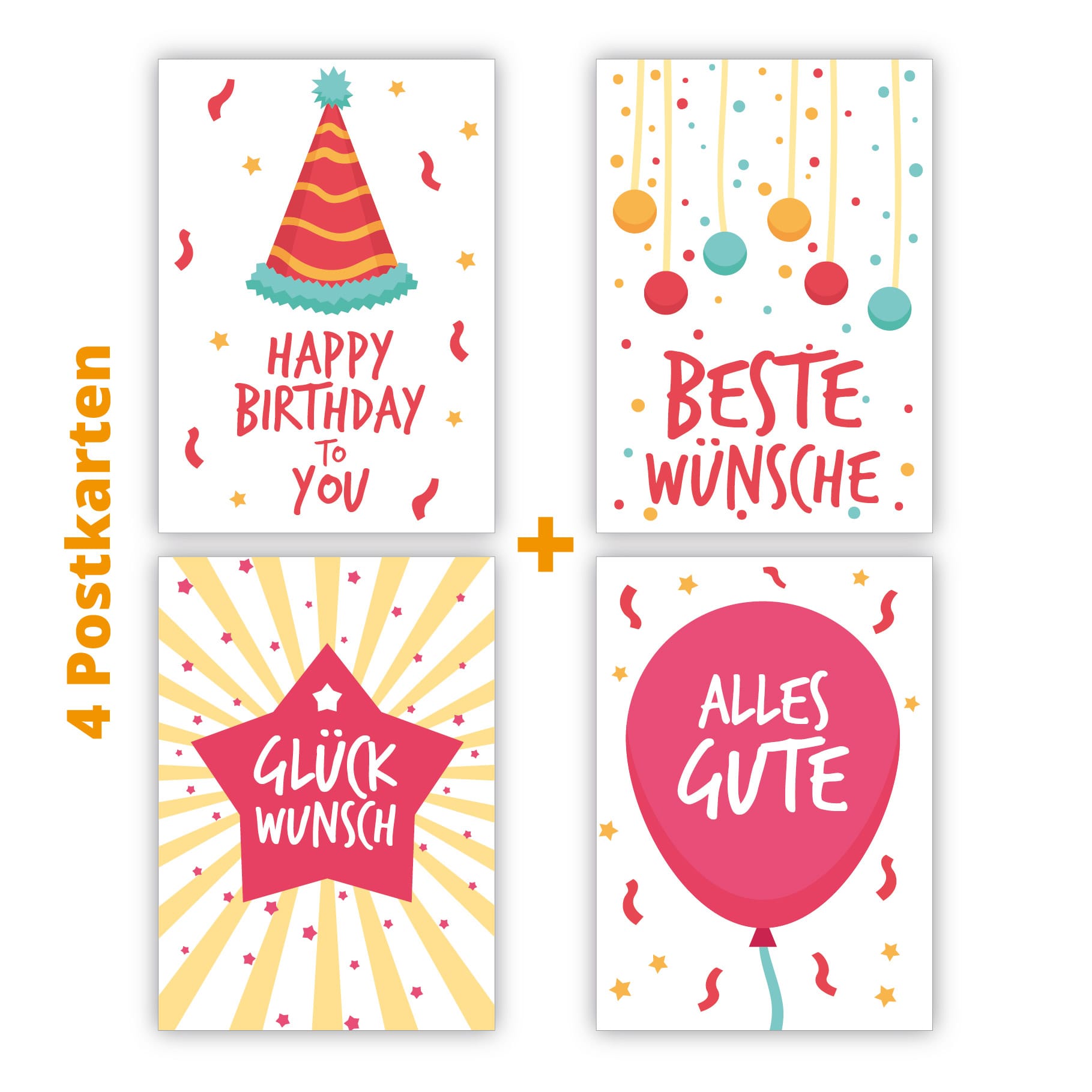 Kartenkaufrausch Postkarten in rosa: coole Geburtstags Postkarten