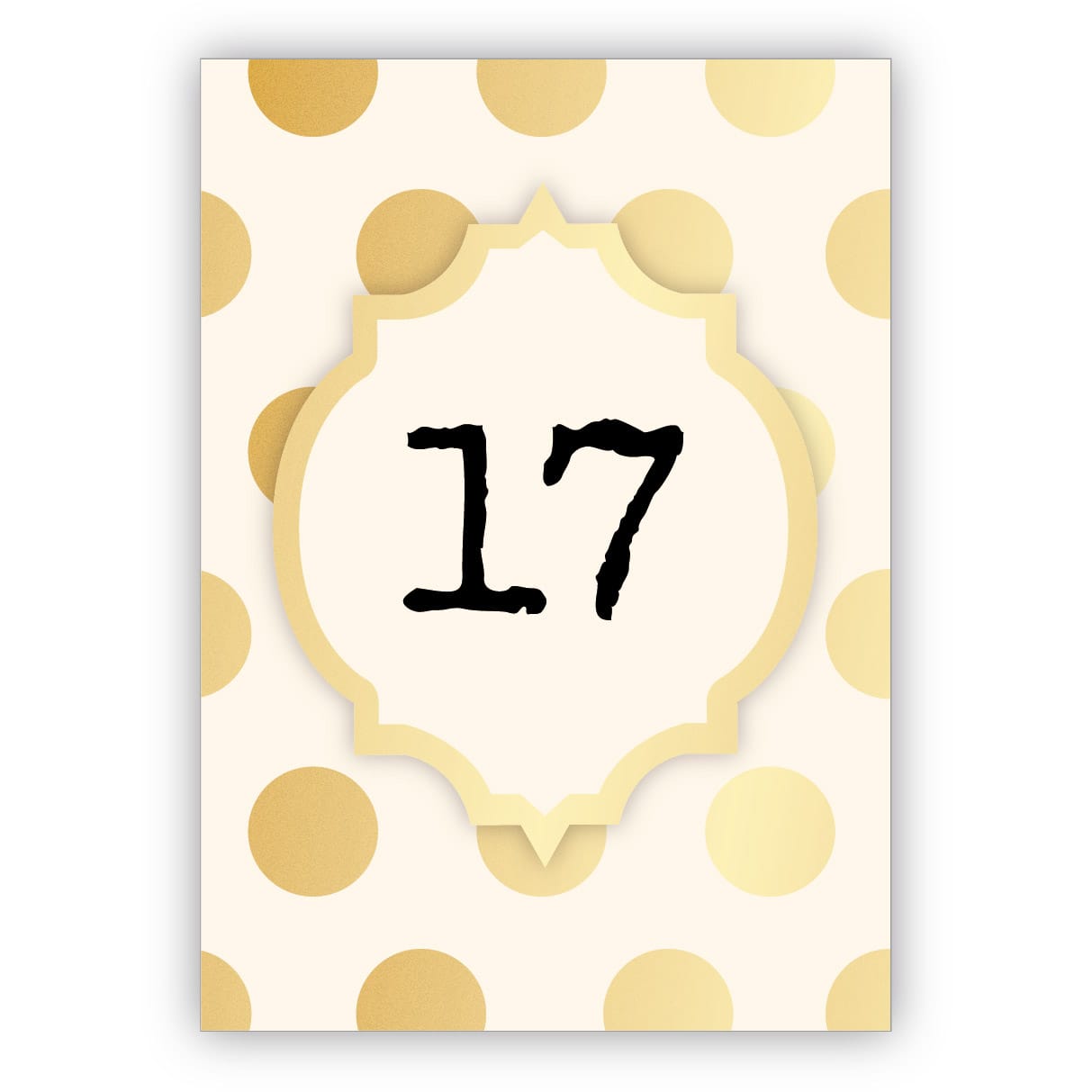 Edle Geburtstagskarte in gold Optik zum 17. Geburtstag