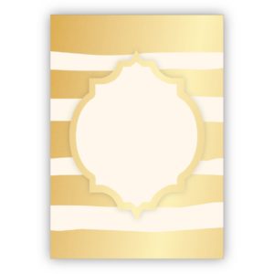 Edle Geburtstagskarte mit Streifen in gold Optik - schreiben Sie die passende Zahl selber mit einem Edding