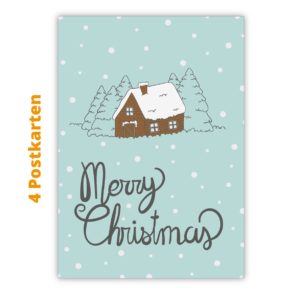 Kartenkaufrausch Postkarten in türkis: Winterliche Weihnachtskarte