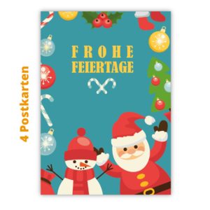 Kartenkaufrausch Postkarten in petrol blau: Retro Weihnachts Postkarte