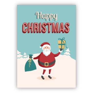 Nette Retro Weihnachtskarte mit Santa: Happy Christmas