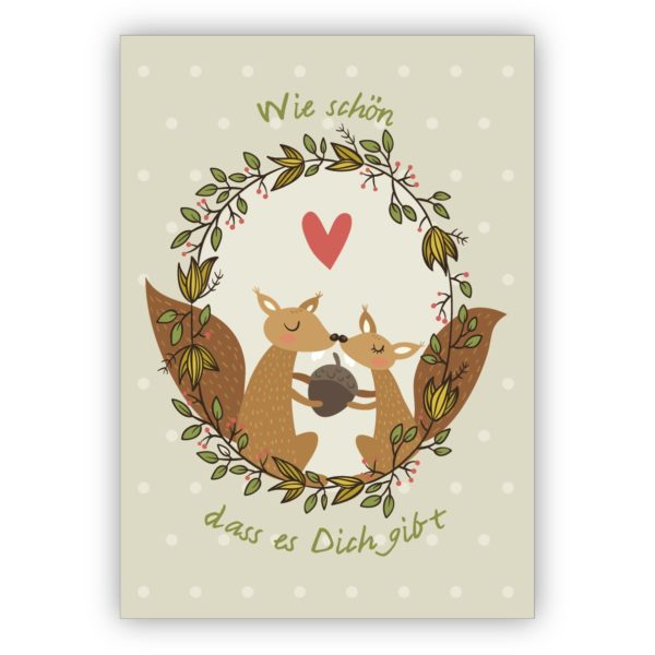 Kartenkaufrausch: Liebevolle Eichhörnchen Postkarte aus unserer Weihnachts Papeterie in beige