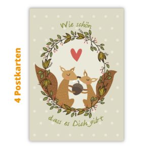 Kartenkaufrausch Postkarten in beige: Liebevolle Eichhörnchen Postkarte
