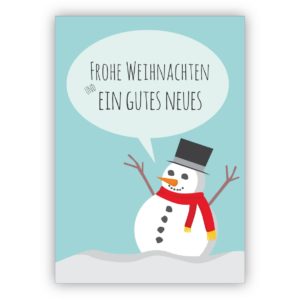 Nette Retro Schneemann Weihnachtskarte: Frohe Weihnachten und ein gutes Neues