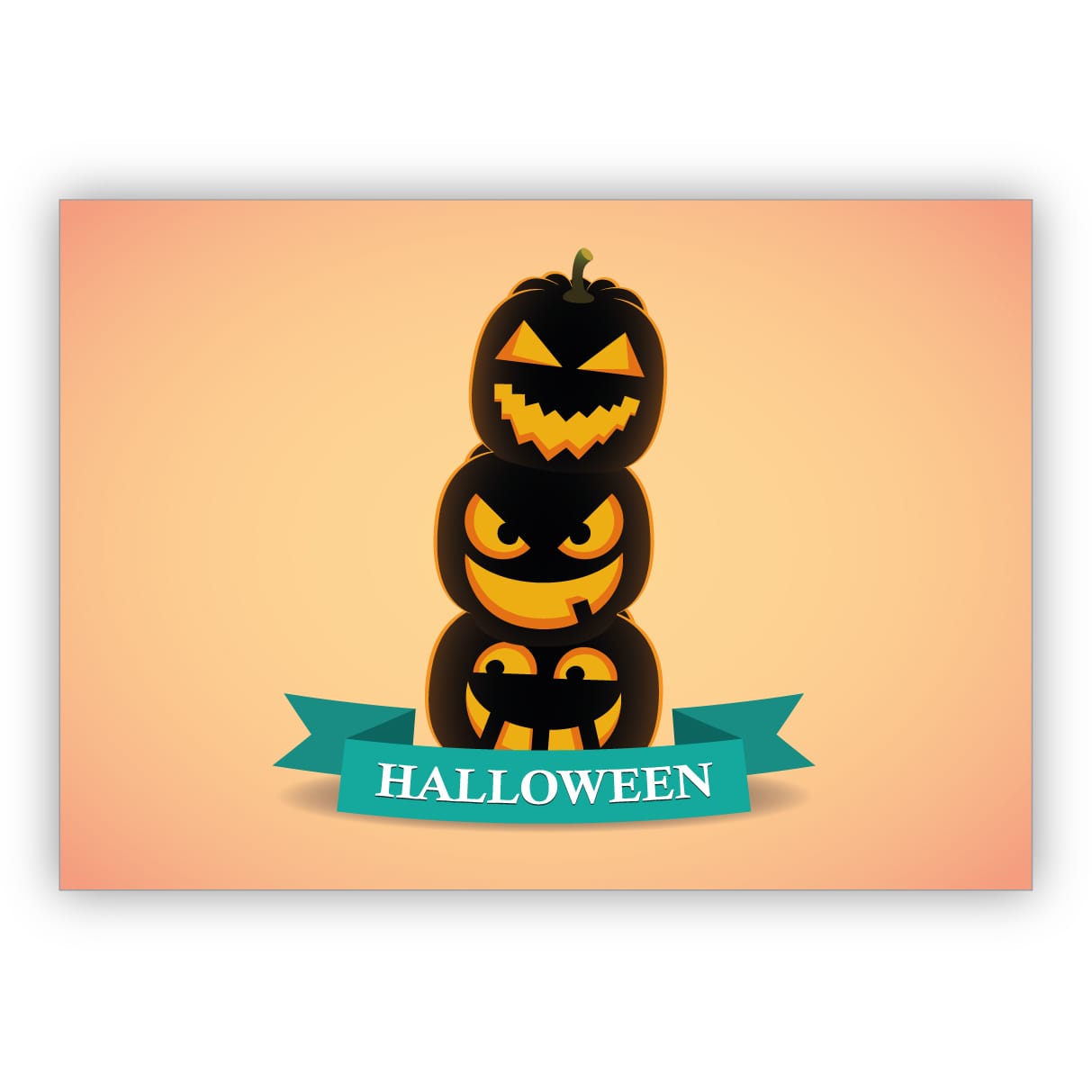 Gruselige Halloween Grußkarte mit Kürbissen: Halloween
