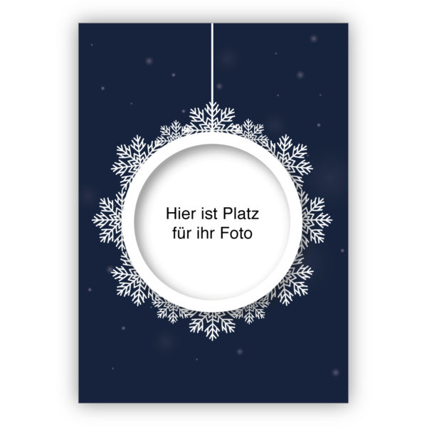 Kartenkaufrausch: Schneekugel Foto Weihnachts Postkarten aus unserer Fotokarten Papeterie in dunkel blau