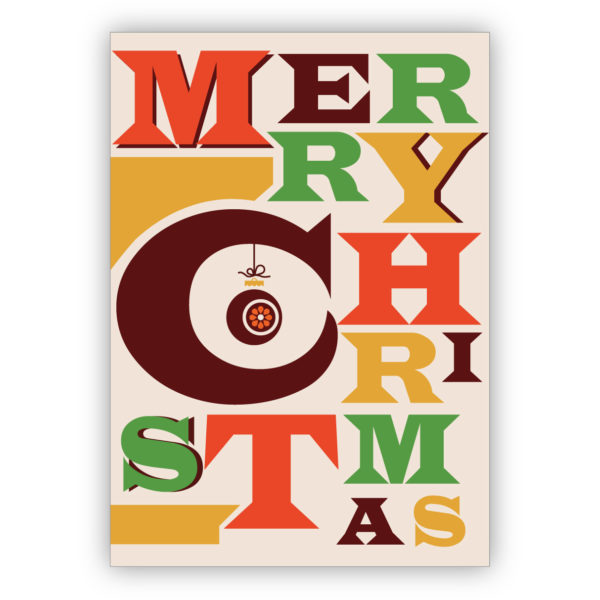 bunte Retro Weihnachtskarte: Merry Christmas