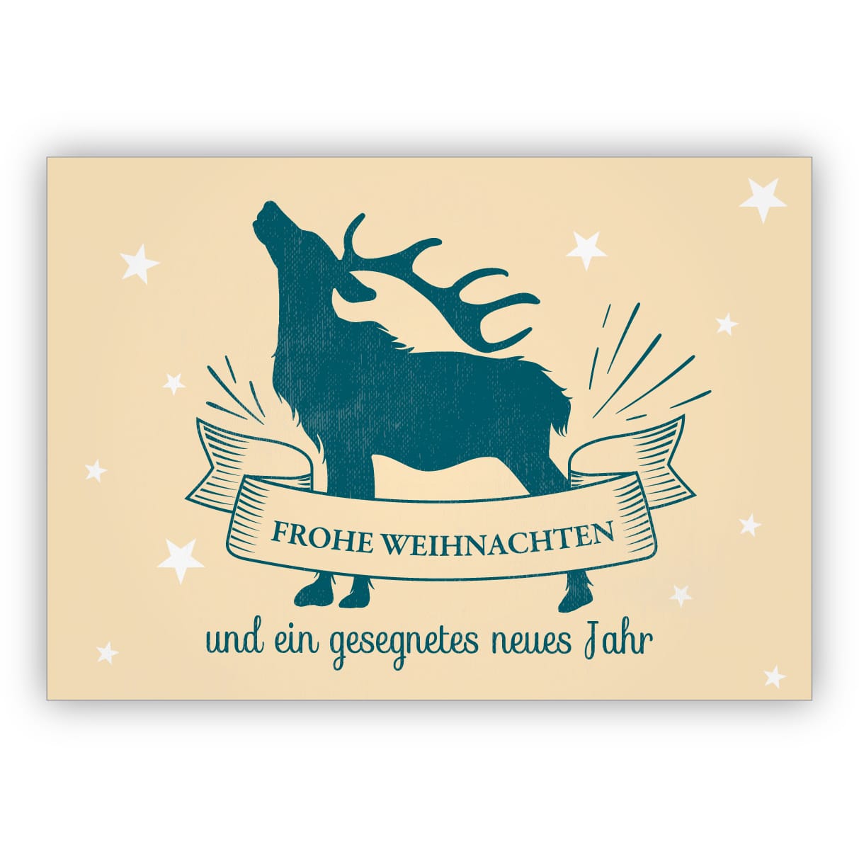 Coole Retro Weihnachtskarte Mit Rohrendem Hisch Frohe Weihnachten Und Ein Gesegnetes Neues Jahr Kartenkaufrausch De