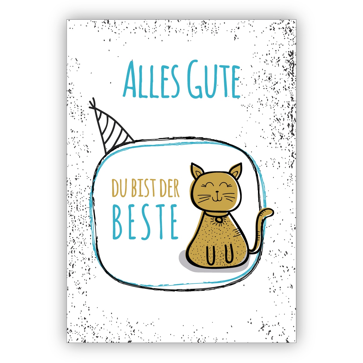 Motivierende Glückwunschkarte, Geburtstagskarte mit Katze, hellblau: Alles Gute, Du bist der Beste