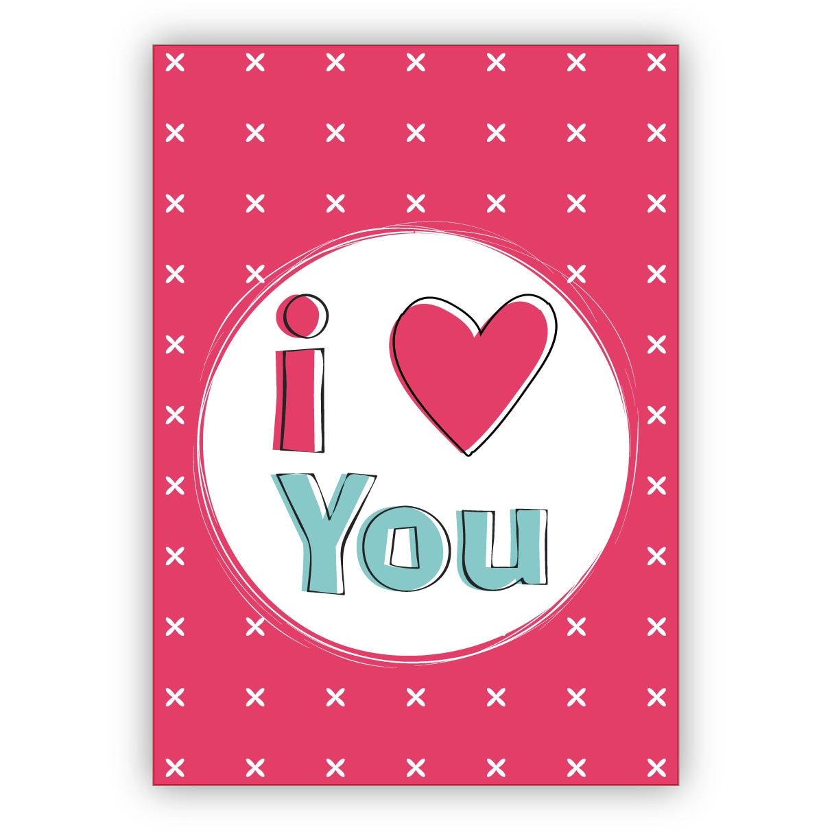 Romantische Liebeskarte, Valentinskarte mit Herz: I love you