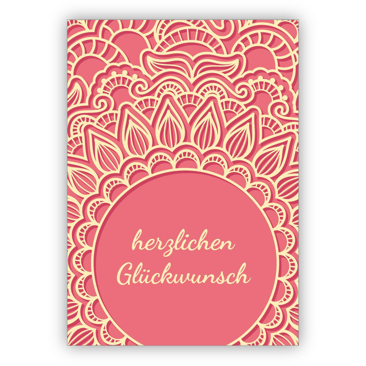 Elegante Grußkarte, Geburtstagskarte mit Spitzen Motiv, rosa: Herzlichen Glückwunsch