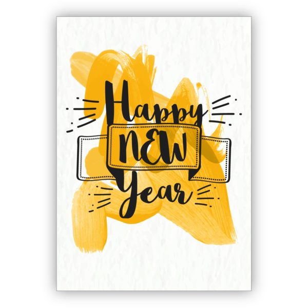 Moderne Silvesterkarte, Neujahrsgruß im coolen Design: Happy new year