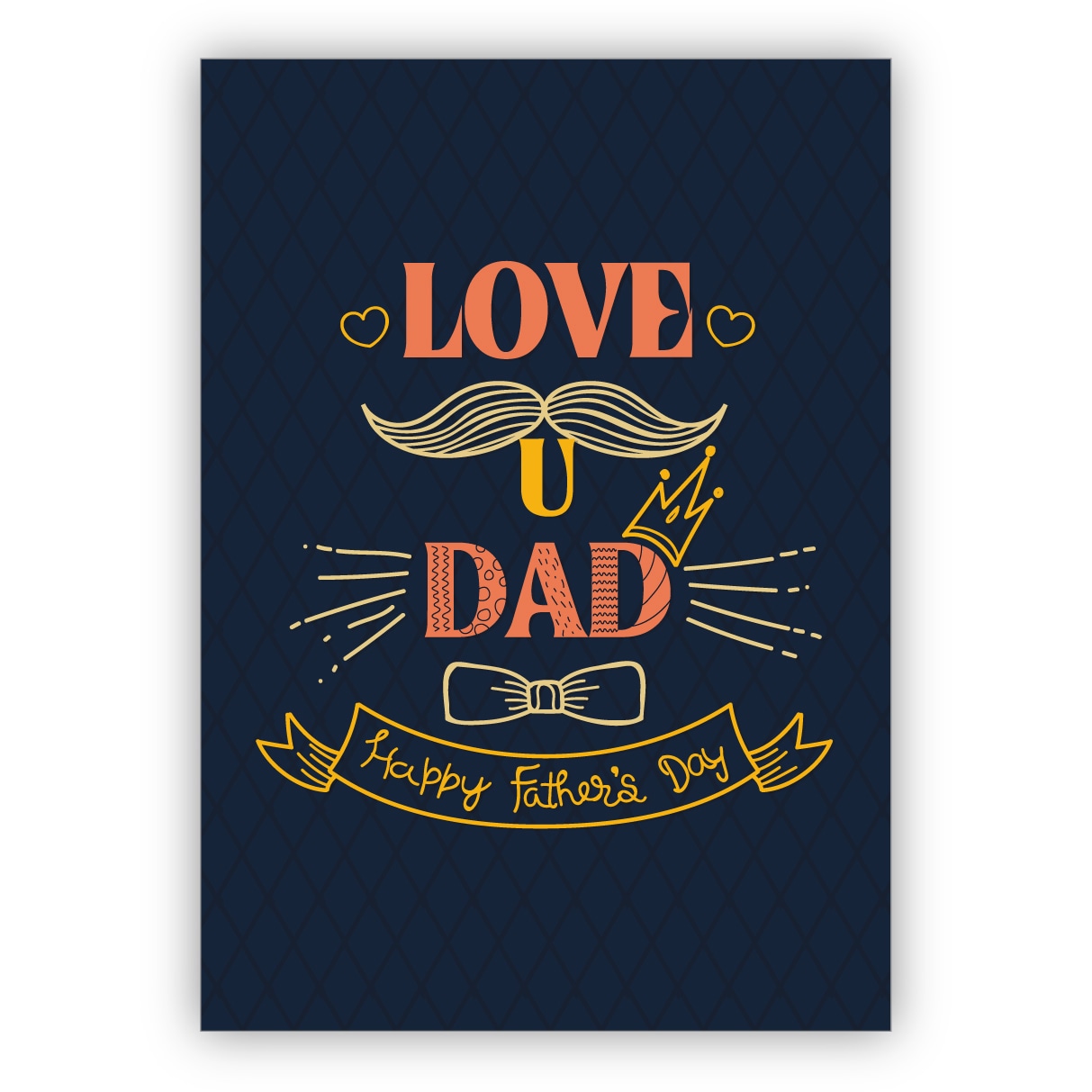 Nette Retro Vatertagskarte: Love u Dad Happy Father's Day
