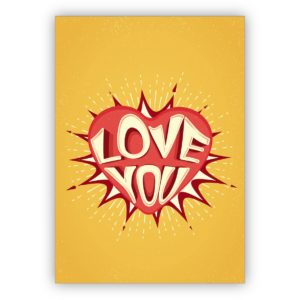 Coole Valentinskarte, rockige Liebeskarte mit Herz: Love you
