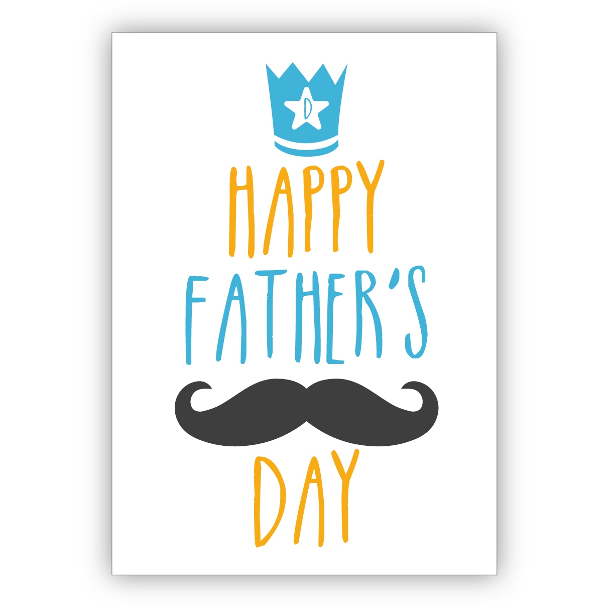 Komische Vatertagskarte mit Krone und Moustache: Happy Father's Day