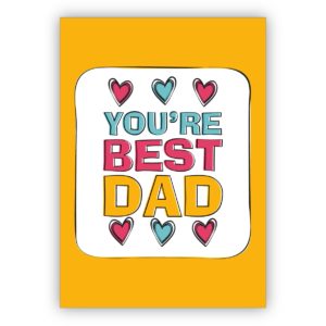 Auszeichnende englische Vatertagskarte mit Herzen: You're best Dad