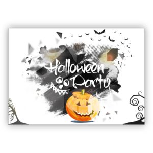 Gruselige schöne Halloween Einladungskarte mit Kürbis: Halloween Party