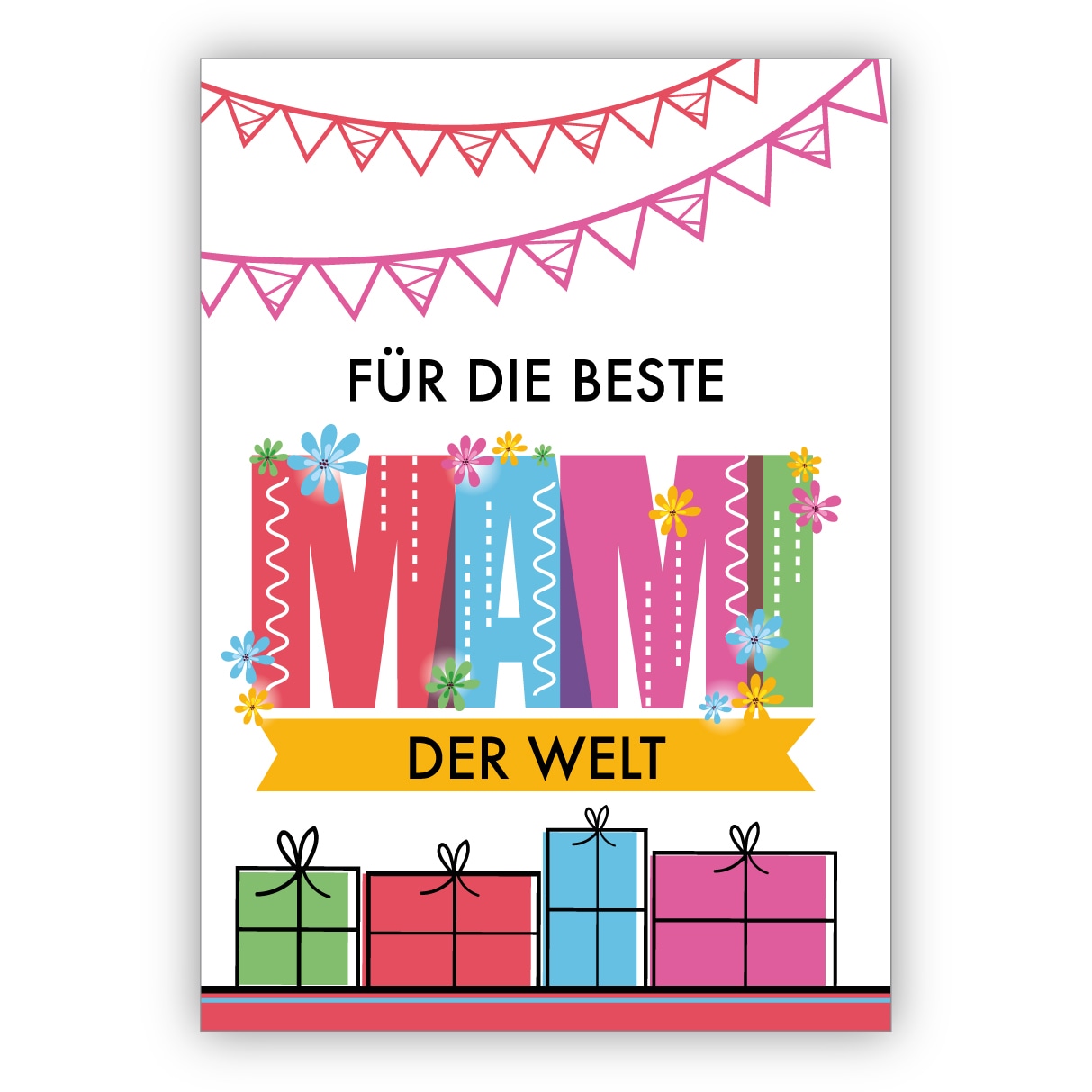 Bunte liebevolle Glückwunschkarte zum Muttertag, Muttertaggskarte, Geburtstagskarte, Weihnachtskarte: Für die beste Mami der Welt
